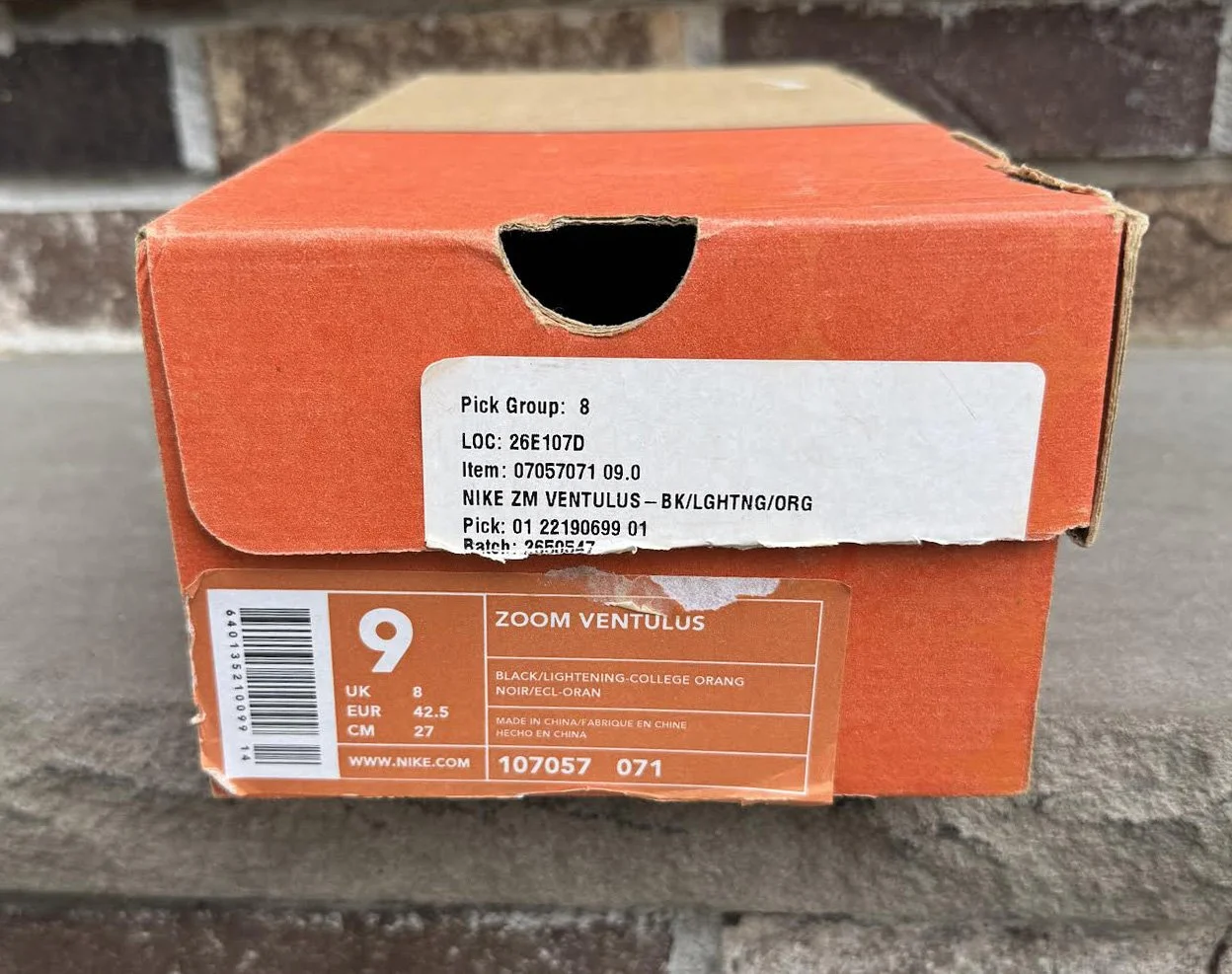 Nike Zoom Ventulus Black / Lightning College Orange (Size 9) DS